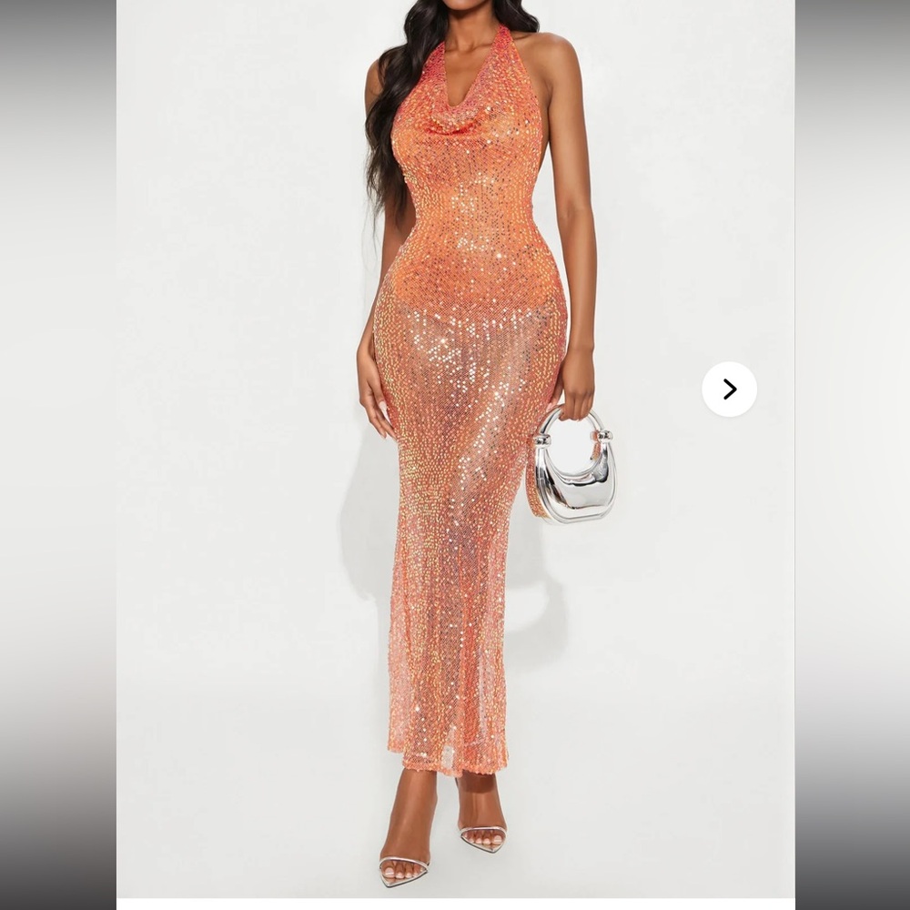 Sequin Orange Dress